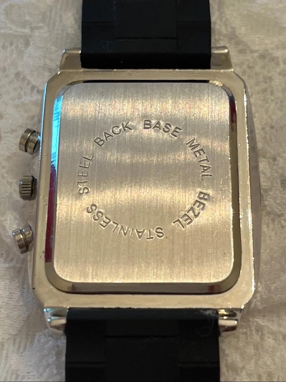 Collezio Women's Silver Crystal-Trim Watch with Black Strap